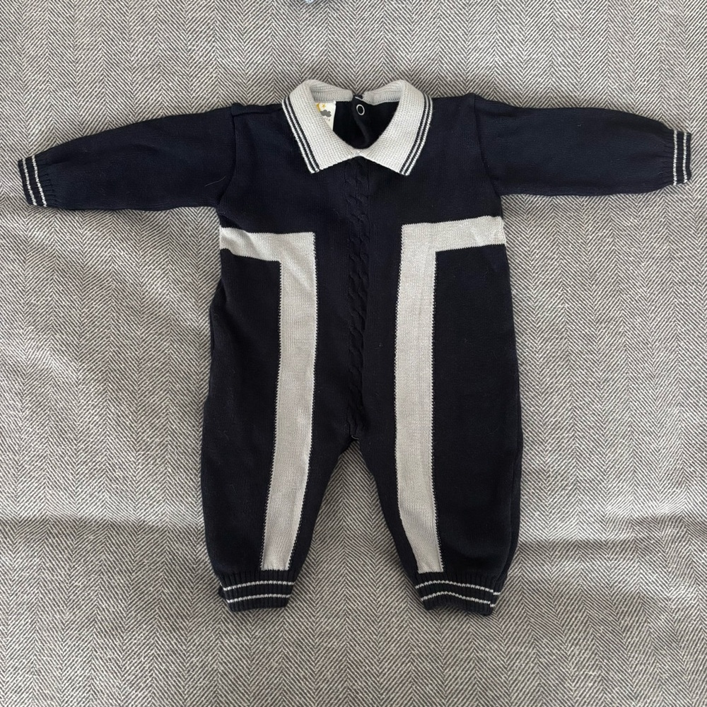 Dolce Goccia Baby Boys Navy Sweater Suit One Piece 3M